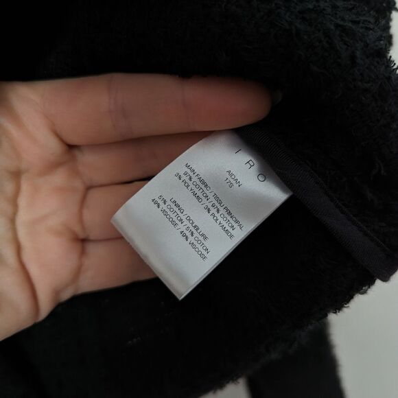 IRO black fringe Aidan boucle cotton collarless classic blazer jacket - Picture 5 of 7